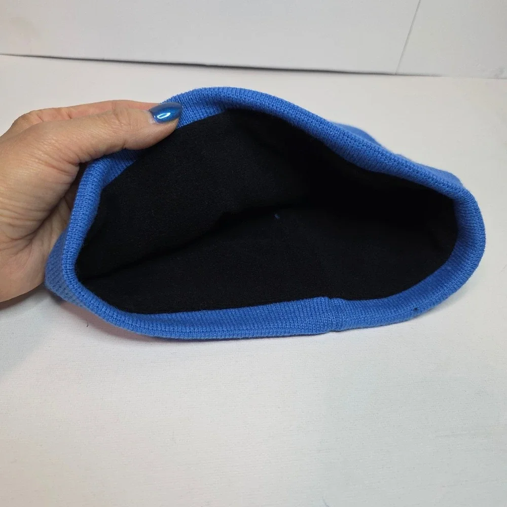 NWT‎ Portland Gear Roses Skully Beanie Cascade Blue White Logo FleeceLined 2